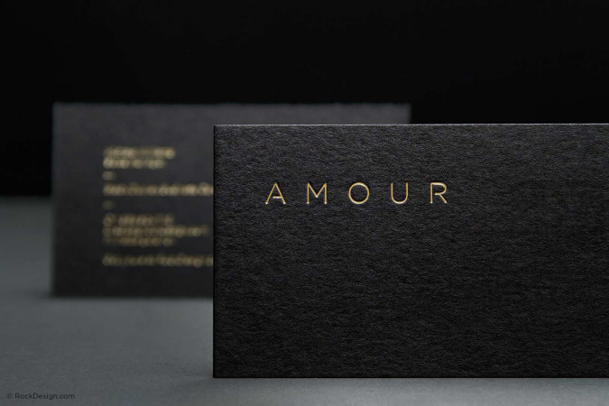 Fancy Unique Black Business Card Design Template - Amour