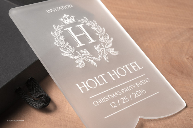 Minimalistic luxurious frost acrylic invitation - Holt Hotel