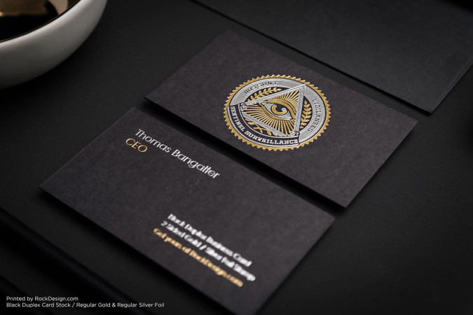 Black foil stamped best luxury business card design - Sentinel Surveillance