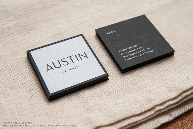 Minimalist Black Square Business Card - Austin Fashion