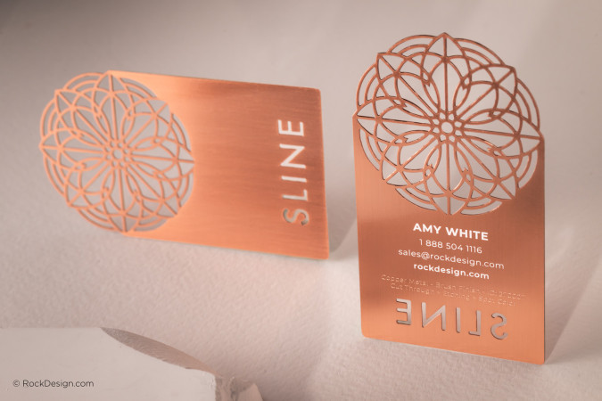 Etching Cut Through Copper Metal Business Card - SLINE