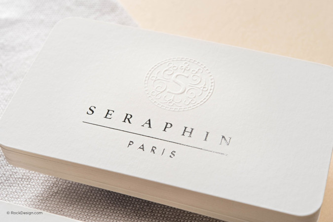 Modern minimalist monogram cream soft suede card - Seraphin