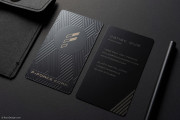 Geometric Laser Engraved Black Metal Business Card 1
