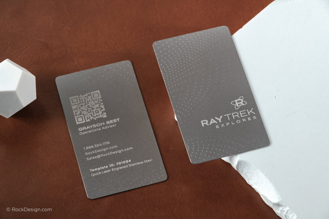 QR Code Laser Engraved Stainless Steel Business Card - Ray Trek
