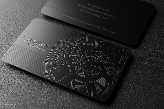 Elegant professional black metal business card - Quatrix