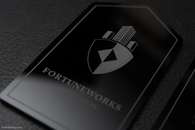 Bold & Professional Thick Black Acrylic Business Card Template Design - Fortuneworks