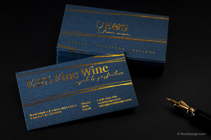 Elegant Vinery Navy Duplex Business Card - E&S