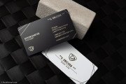 Laser Engraved Black & White Metal Business Cards Design 6