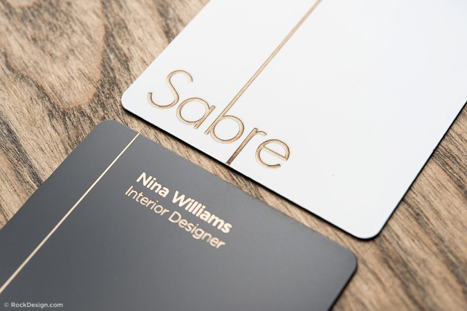 Simple white and black metal cards - Sabre