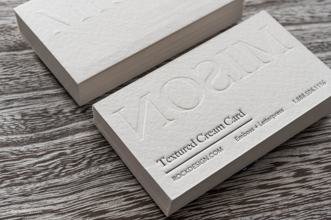 Modern embossed with letterpress textured cream business card - Mison