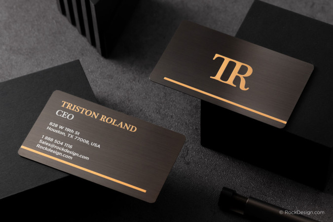 Simple UV Printed Gunmetal Business Card - Triston Roland