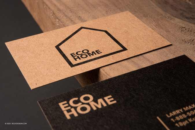 Prominent Black Printed Regular Brown Kraft Business card Template - Eco Home