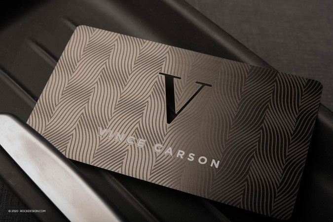 Luxury Patterned Gunmetal Business Card Template - Vince Carson