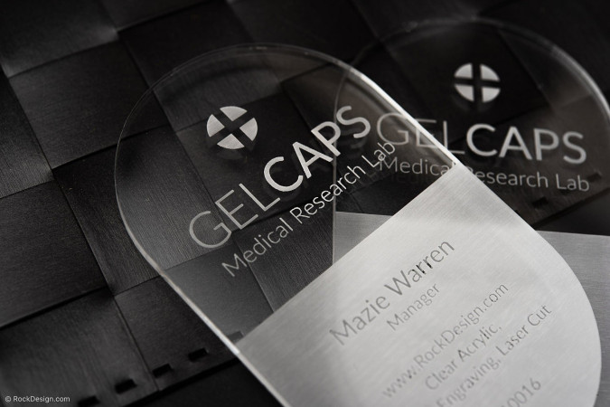 Laser Engraved Clear Acrylic Pharmaceutical Template Business Card Design - Gelcaps