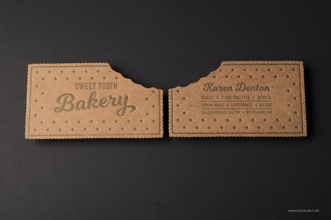 Fun & Creative Die-Cut Kraft Business Card Template - Sweet Tooth