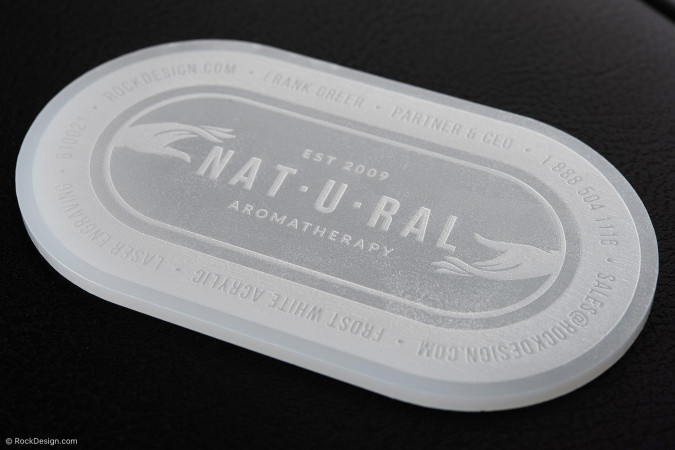 Charming Laser Engraved Frost White Acrylic Business Card Template Design - Nat-u-ral