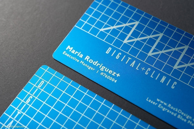 THICK Blank Metal Business Cards Laser Engravable Blue 