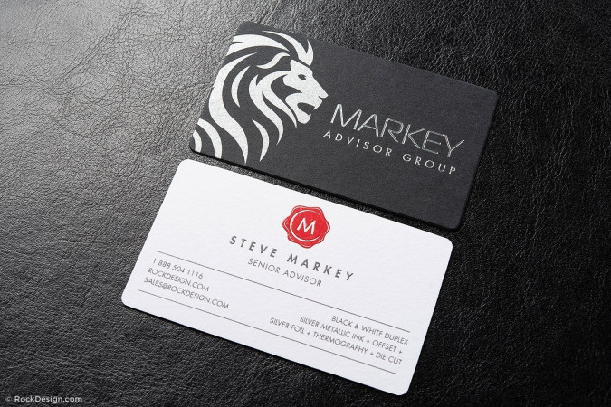 Professional Rounded corner black and white business card template - Markey