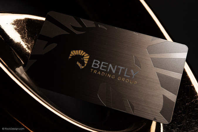 Gold & Grey Spot Colour Gunmetal Business Card Template Design - Bently
