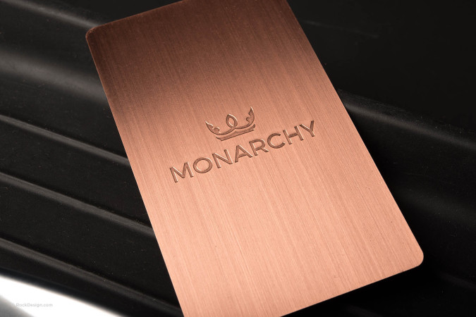 Understated Brushed Copper Metal Business Card Template - Monarchy
