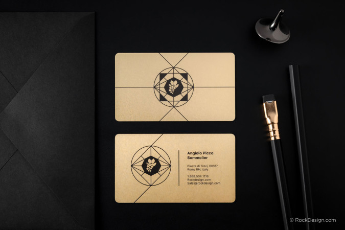 Sophisticated Gold UV Print Metal Business Card  - Angiolo Picco