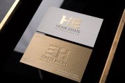 Gold ink and foil stamped real estate name card design 4