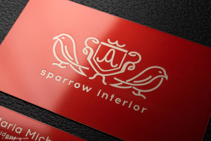 Awesome red metal visiting card design - Sparrow Interior