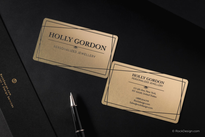 Minimalist Gold UV Print Metal Business Card  - Holly Gordon