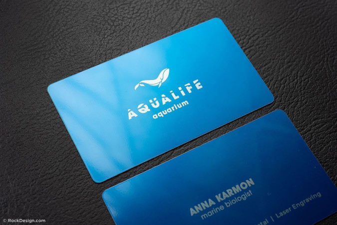 Ultra-fancy blue metal business card template – AQUALIFE