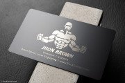 Sleek and creative black metal fitness name card template 2