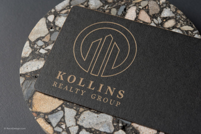 Professional laser engraved black business card with fast turnaround time - Kollins