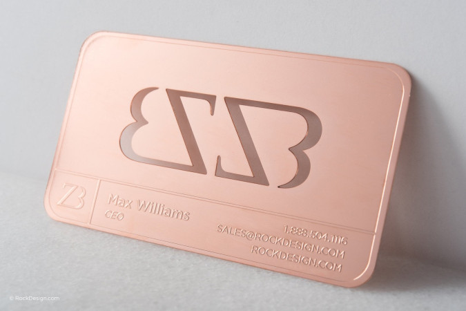 Minimalist modern rose gold metal business card - ZB