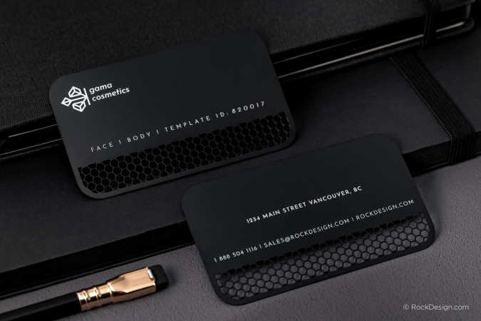 Simple Honeycomb Quick Metal Business Card - Gama Cosmetics 