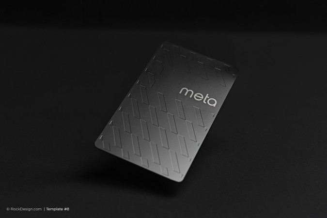 Minimalist modern laser engraved black metal business card - Meta