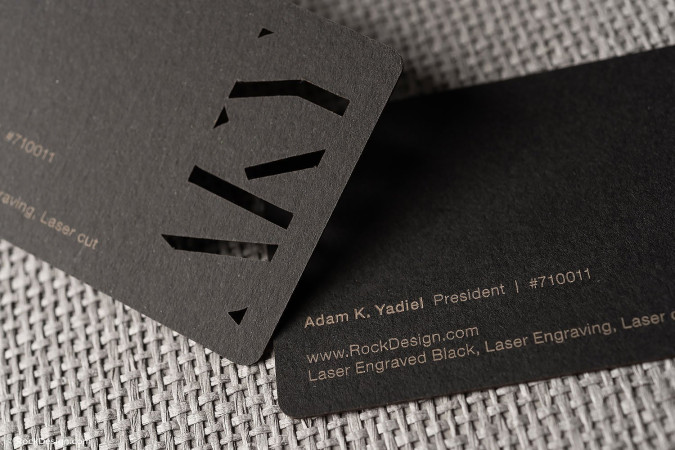 Innovative creative laser engraved black business card template - AKY