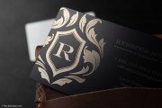 Fancy black and white metal biz card design 3