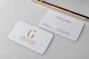 Gold Metallic Ink on White Name card with Debossing Business Card Template 2