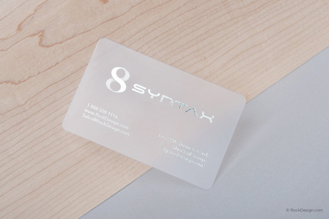 Modern simple frost pvc business card with silver foil stamping - Syntax