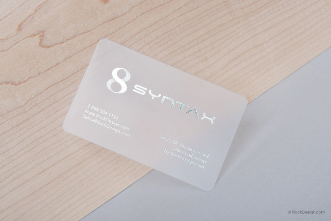 Modern simple frost pvc business card with silver foil stamping - Syntax