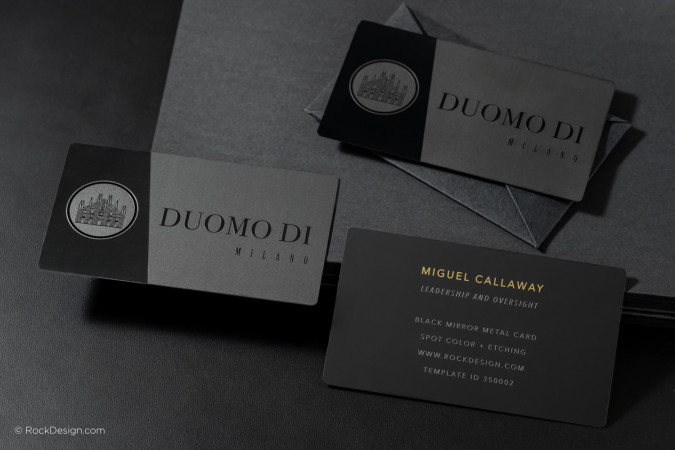 Refined Mirror Finish Black Metal Business Card - Duomo Di
