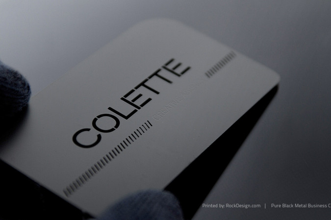 Cut-Through + Die-Cut Interesting Black Metal Business Card Template - Colette