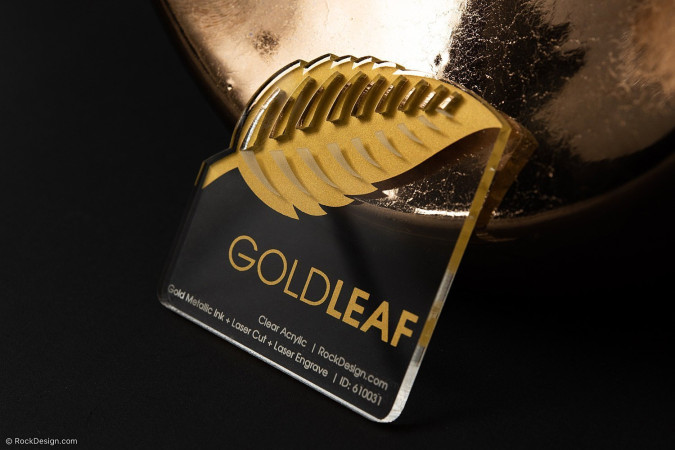 Unique Printed Acrylic Business Card Template Design - Goldleaf