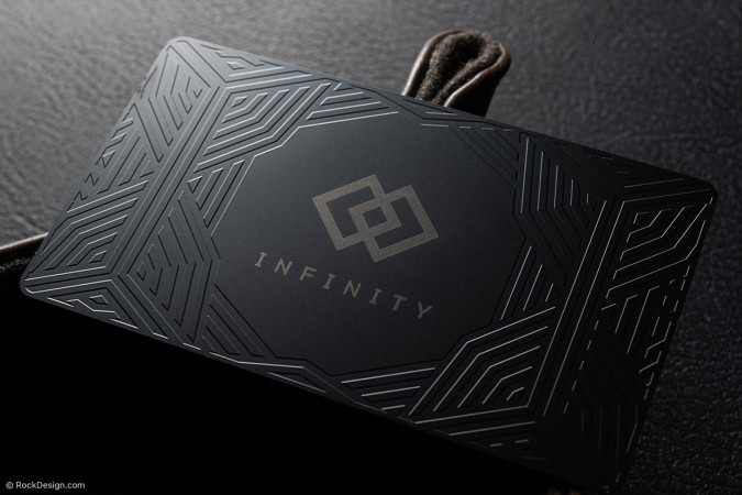 Luxury Patterned Laser Engraved Quick Black Metal Business Card - Zoe Ellise
