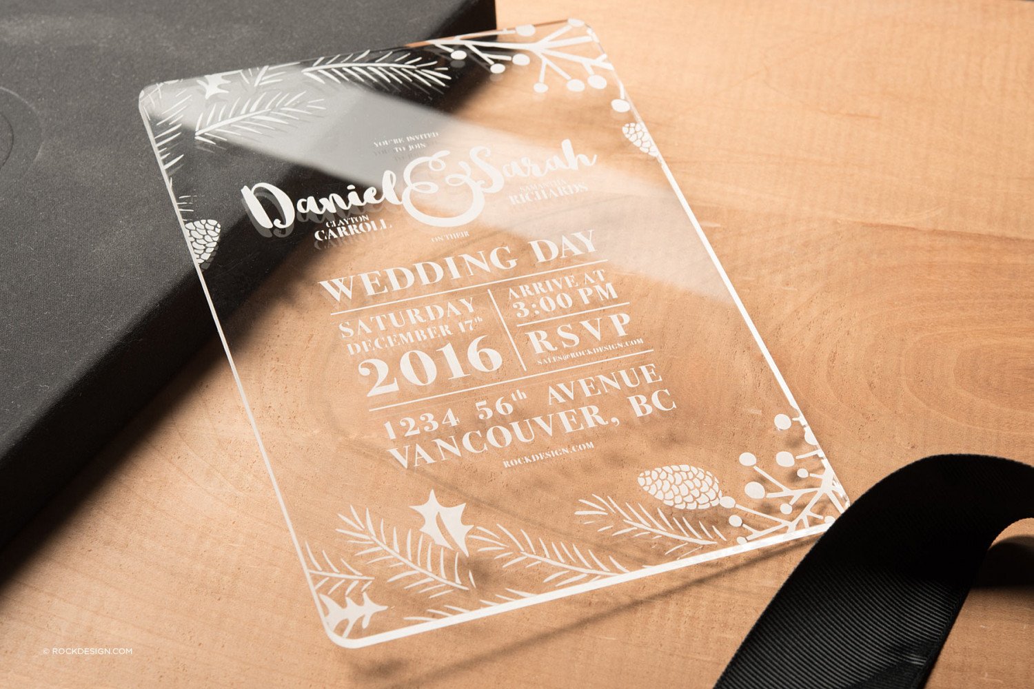 Crystal clear acrylic wedding invitation template - Daniel & Sarah