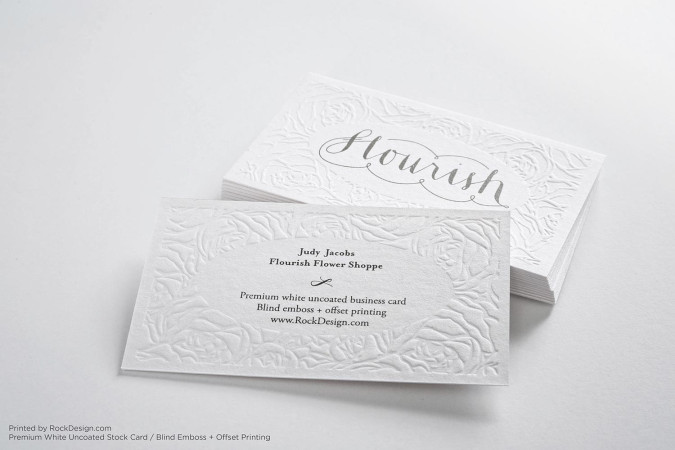 Floral lace elegant white fashion business card design - Flourish