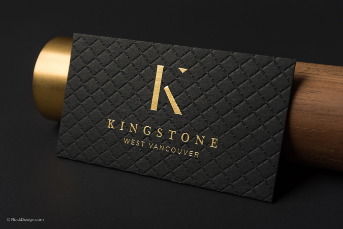 Luxury realtor triplex with gold foil business card template - Kingstone