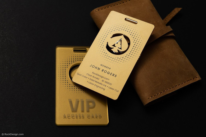 Gold Printed Acrylic Business Card Template Design - VIP Access