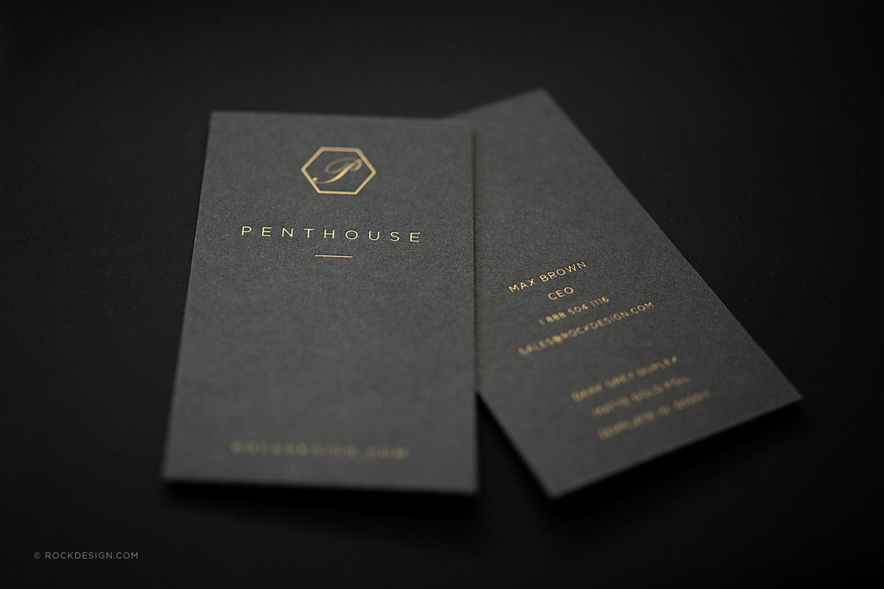 Ultra Luxury Dark Gray Business Cards with matte gold foil ...