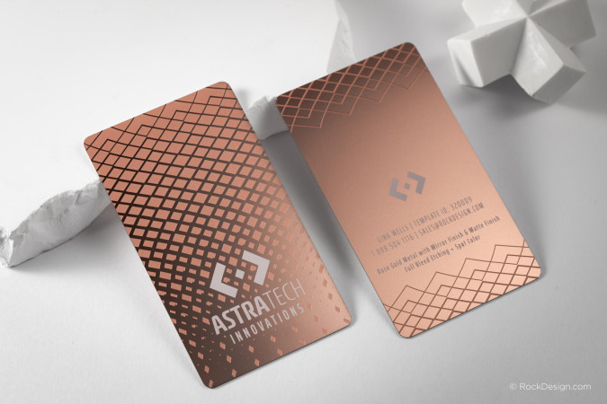 Patterned Etched Spot Colour Rose Gold Business Card- Astratech