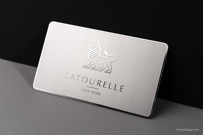 Sophisticated modern stainless steel business card with etching and mirror finish - Latourelle